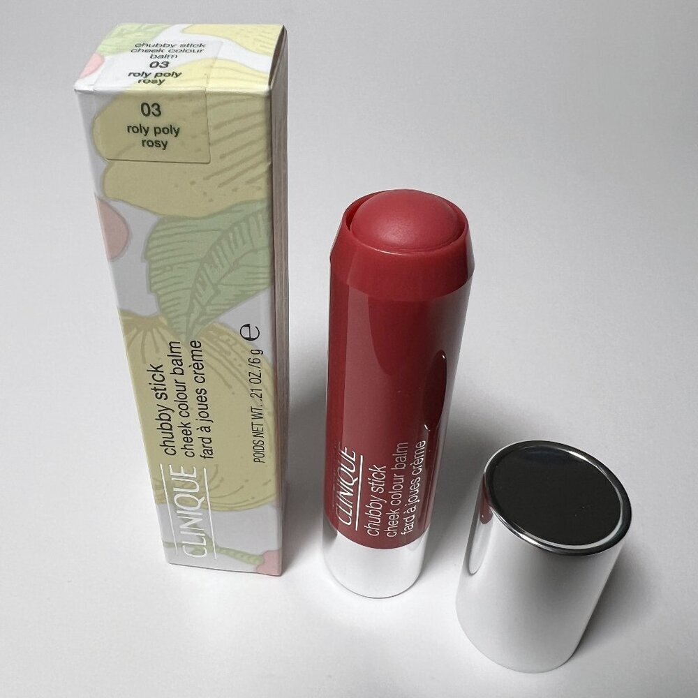 Clinique Chubby Stick Cheek Color Balm Blush Shade 03 Roly Poly Rosy Full Size